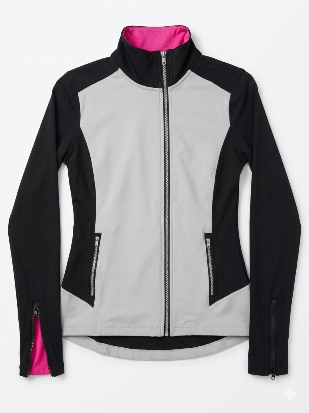 Layer 8 Performance Qwick Dry Colour Block Track Jacket Grey, Black, Hot Pink S